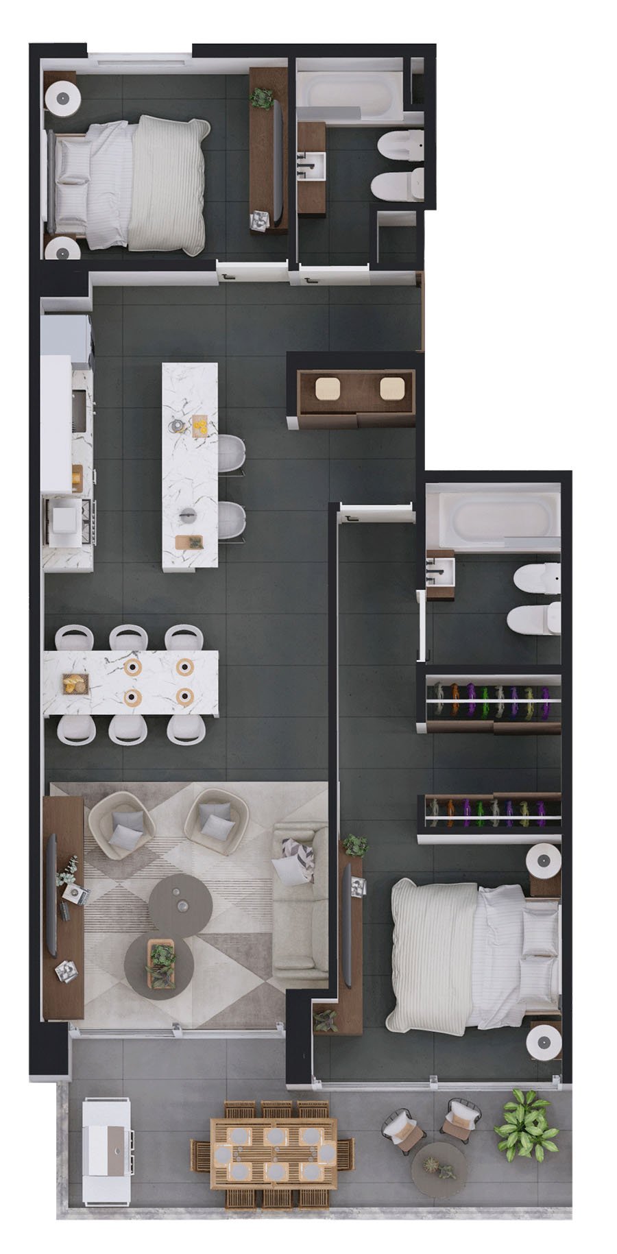 Plano 1 dormitorio 87m² Alpha Place Belgrano